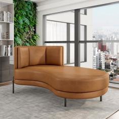 Imagem de Sofá Chaise Lado Direito Downey Sala de Estar PU Whisky G15 - Gran Belo