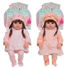Imagem de Boneca Reborn Gemeas 46cm Cojnunto de Renda Enxoval Completo - Cegonha