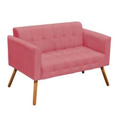 Imagem de Sofá Retrô Namoradeira Elisa Suede Rose - D'rossi - Ibiza