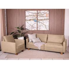 Imagem de Conjunto Sofá 1,40 2 Lugares e Poltrona Plaza Bege - Straub Web