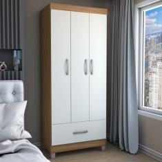 Imagem de Guarda-Roupa Solteiro 3 Portas 1 Gaveta Cinamomo/Off White