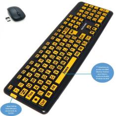 Imagem de Teclado Mouse sem Fio Ampliado Adaptado Braille Alto Contraste com Tec