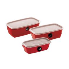 Imagem de Kit com 3 Potes Multiuso Retangular  Sólido de Plastico UZ