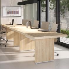 Imagem de Mesa Para Escritório Tamburato Carvalho/branco - Artany Móveis