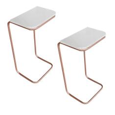 Imagem de Kit 2 Mesas Lateral Tampo Branco Multiuso P/ Sofá