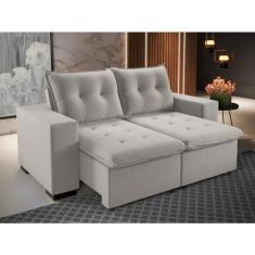 Imagem de Sofá 200cm Bipartido Retrátil e Reclinável 3 Lugares Power com Rodizios Marfim