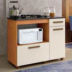 Imagem de Balcão Para Cooktop 4 Bocas 2 Portas 1 Gaveta Violeta Kaiki Móveis Nature/off White