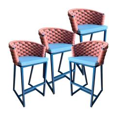 Imagem de 4 Banquetas Bali em Alumínio e Trico Náutica Trama