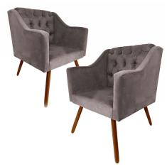 Imagem de Kit 02 Poltronas Decorativas Pés Palito Amanda Suede  - DS Móveis