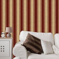 Imagem de Papel de Parede Auto Adesivo Lavável Listrado Bordo Retro