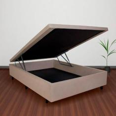 Imagem de Cama Box Baú Casal Material Sintético Bege 138X188x42 - B&G