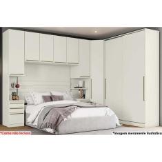 Imagem de Quarto Casal Modulado Seletto 5 Peças (1 Ponte + 1 Closet Canto + 1 Guarda Roupa 2 Portas de Correr + 2 Complementos) QM121 Areia - Henn