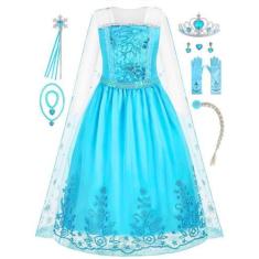 Imagem de Vestido de fantasia de princesa Knemmy para meninas azul de Halloween