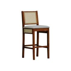 Imagem de Banqueta Alta Bistrô Urban Lateral E Encosto Telinha Natural Assento Estofado - Amêndoa Corano Bege