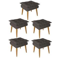 Imagem de Kit 05 Puff Puf Banqueta Opala Para Quarto Sala Recepção Suede Marrom 