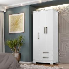 Imagem de Guarda-roupa Mdp 3 Portas 2 Gavetas França Branco Absoluto