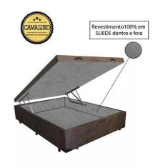 Imagem de Cama Box Baú Luxo Blindado Casal Nk Camas Suede Marrom 49X138x188