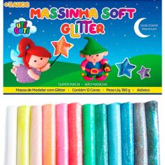 Imagem de Massa de modelar massinha Soft com Glitter 12 Cores Uti Guti