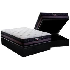 Imagem de Cama Box Baú Casal: Colchão Molas Herval Maxspring Málaga + Base CRC Suede Black(138x188)