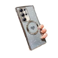 Imagem de Capa macia transparente galvanizada para Samsung Galaxy S21 S22 Plus S23 Ultra S23FE capa magnética de carregamento sem fio com brilho, prata, para Galaxy S22 Plus