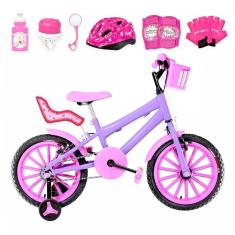 Imagem de Bicicleta Infantil Aro 16 Nylon Lilás e Rosa