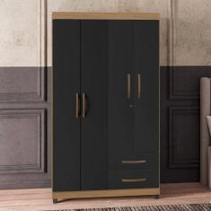 Imagem de Guarda Roupa 4 Portas Narandiba Nature Grafite Perolizado 
