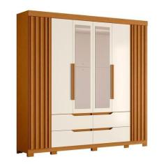Imagem de Guarda Roupa 6 Portas Doble Casal Com Espelho Cinamomo/ Off White - Al