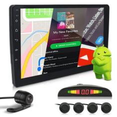 Imagem de Kit Multimídia 9 Polegadas Android + Câmera Ré + Sensor Ré Preto Tigua