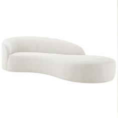 Imagem de Divã Recamier Orgânico França 140cm Lado Direito Bouclé - Doce Sonho M