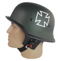 Imagem de Capacete coquinho estilo militar Verde Com Cruz De Malta Scooter Elétr