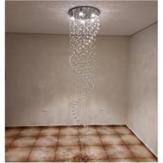 Imagem de Lustre De Cristal Legítimo K9 Espiral Com 2,60 Metros De Altura,Base De Inox Polido Com 40CM De Diâm