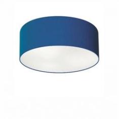 Imagem de Plafon Cilíndrico Cúpula em Tecido 35x12 Azul Marinho Bivolt