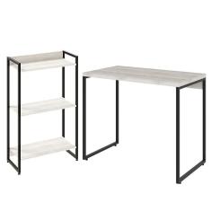 Imagem de Kit Para Escritório Estante 3 Prateleiras Mesa 90Cm Snow