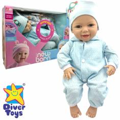 Imagem de Boneca Diver New Born Soninho Com Som BeBê Brinquedo Abre Fecha os Olhos Azul Divertoys
