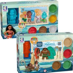 Imagem de 9 Massinha Modelar Atóxica Moana Colorida Forminha Criança - Cotiplás
