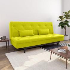 Imagem de Sofá Cama 3 Lugares Em Suede Tokio Yescasa Amarelo / Tabaco