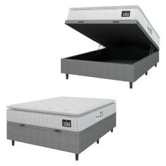 Imagem de Cama Box Baú Colchão Casal Espuma D33 Vangogh Pillow Top 138x70cm Branco/cinza Hellen Branco