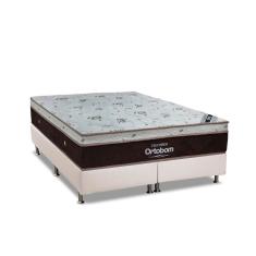 Imagem de Cama Box King: Colchão Molas Ortobom SuperPocket Sleep King Látex + Base crc Courano Branco(186x198)