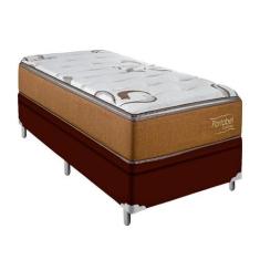 Imagem de Cama Box Solteiro Marrom Colchão Molas Ensacadas Euro Pillow - Portobe