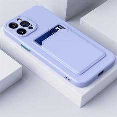 Imagem de Capa de telefone com suporte para bolsa de cartão para iPhone 15 14 13 12 11 Pro Max Mini XS XR 7 8 Plus Carteira TPU capa macia à prova de choque, roxa, para iPhone 12Pro Max