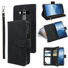 Imagem de Compatível com Huawei Mate 10 Pro, carteira com alça de pulso e couro vintage premium com suporte para cartão de crédito, acessórios de celular, capa para celular Hawaii Mate10Pro Mate10 10Pro,