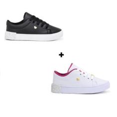 Imagem de Kit Dois Pares Infantil Feminino Tênis Juvenil Para Crianças Escolar A