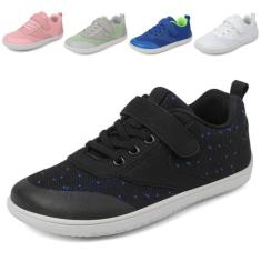 Imagem de Drecage Tênis infantil infantil descalço para meninos e meninas, respirável, tênis leve para caminhada, Preto, 15