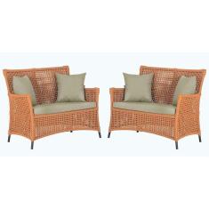 Imagem de 2 Sofás área Externa Igapó Alumínio Preta Corda Náutica E7 Terra Cota