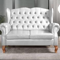 Imagem de Sofá Imperador Namoradeira Chesterfield Retrô Colonial Branco