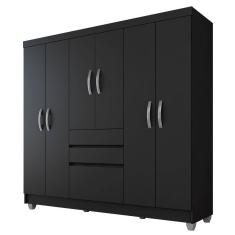 Imagem de Guarda Roupa Casal Lia 7 Portas Preto Fosco - Moveis Arapongas