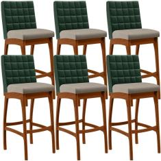 Imagem de Kit 06 Banquetas Altas Mila Facto Verde Musgo Linho Bege