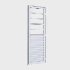 Imagem de Porta de Giro Alumínio Mista Ventilada com Travessa Ideale 215x85x4,5cm Lucasa