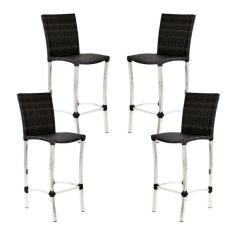 Imagem de 4 Banquetas Alta Cannes Em Alumínio Para Cozinha Bar Edícula Pedra Ferro