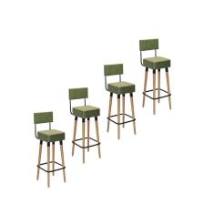 Imagem de Kit 4 Banquetas Altas Estofadas Florença Verde - Adz